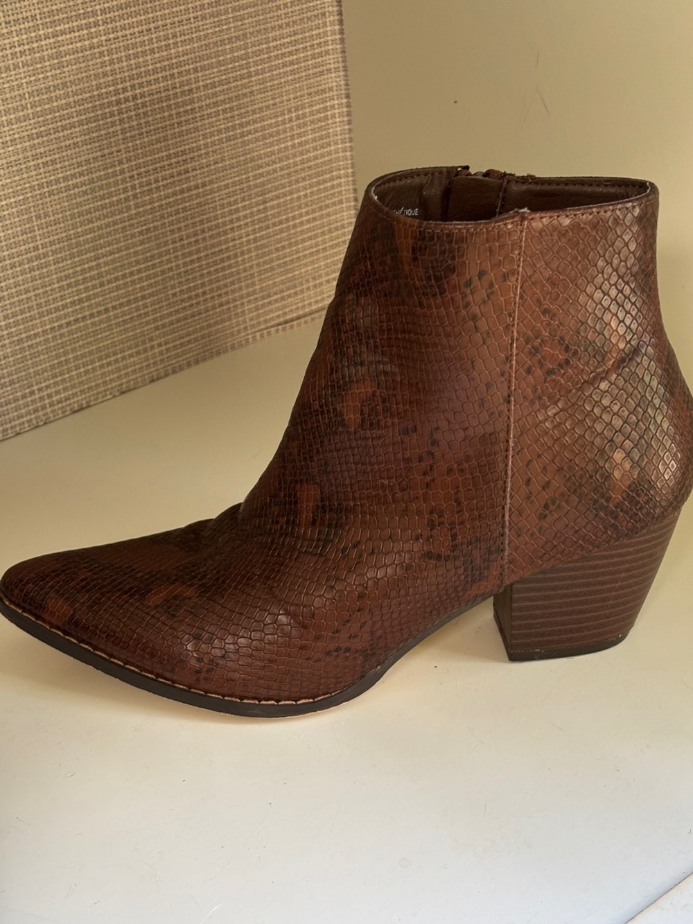Western Brown Snake-Embossed Ankle Boot 8 - Picture 3 of 12